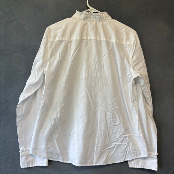 Talbots Haberdashery Blouse Ruffleneck Time Period Button Down Pleated Mockneck - Picture 3 of 8